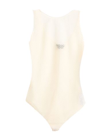 Elisabetta Franchi Woman Bodysuit Cream Size 6 Polyamide, Elastane In White