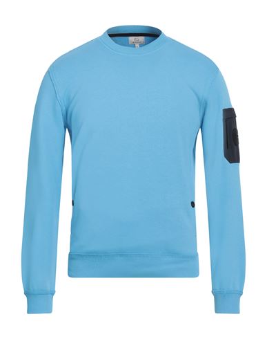 WOOLRICH WOOLRICH MAN SWEATSHIRT AZURE SIZE S COTTON, POLYESTER, POLYAMIDE 