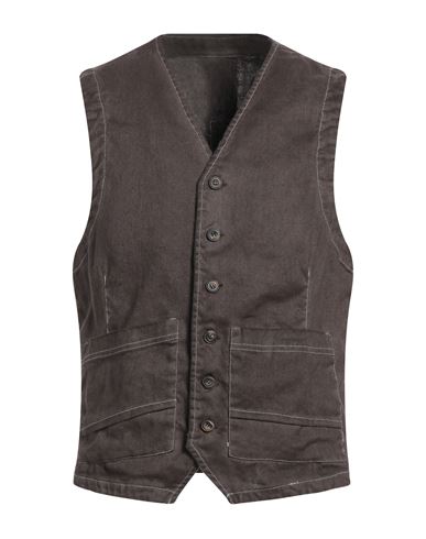 MESSAGERIE MESSAGERIE MAN TAILORED VEST DARK BROWN SIZE 44 HEMP, COTTON, ELASTANE 