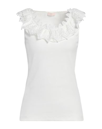 Liu •jo Woman T-shirt White Size L Cotton, Elastane
