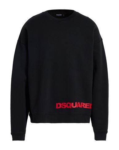 Dsquared2 Solid Color Relax Fit Crew-neck Sweatshirt With Printed Logo In Black