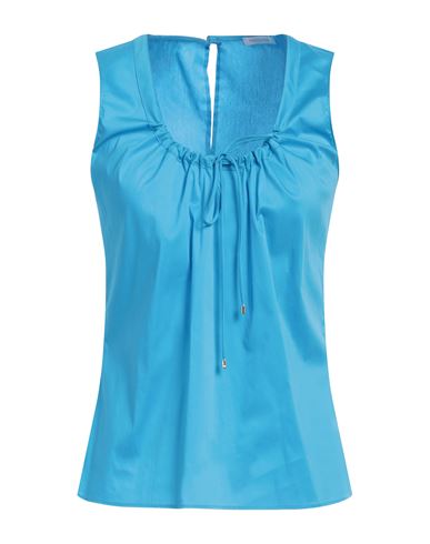 Patrizia Pepe Woman Top Azure Size 10 Cotton, Polyamide, Elastane In Blue