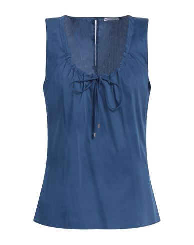 PATRIZIA PEPE PATRIZIA PEPE WOMAN TOP NAVY SIZE 10 COTTON, POLYAMIDE, ELASTANE 