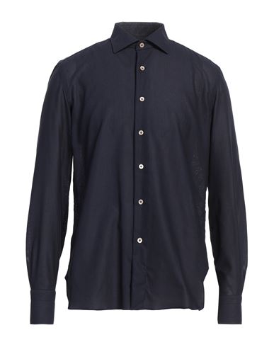 Shop Errico Formicola Napoli Man Shirt Navy Size 16 ½ Cotton, Elastane