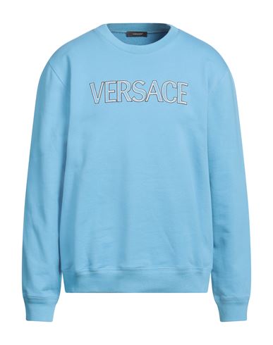 Versace Man Sweatshirt Azure Size L Cotton, Viscose, Polyester, Elastane