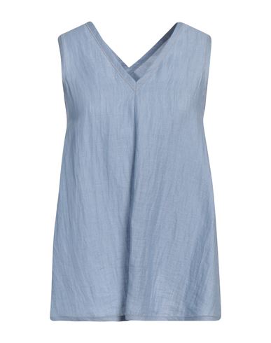 ALYSI ALYSI WOMAN TOP LIGHT BLUE SIZE 4 LINEN, POLYAMIDE 