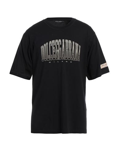 Dolce & Gabbana Black T-shirt With Logo Lettering Print In Black