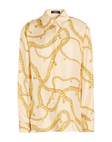 Versace Woman Shirt Beige Size 8 Silk