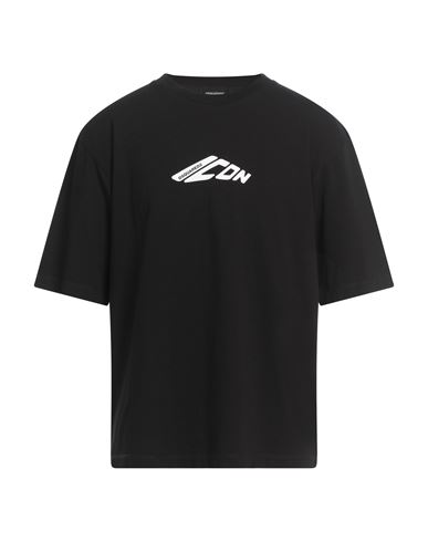 Dsquared2 Black T-shirt With Contrasting Icon Print In Cotton Man In Black