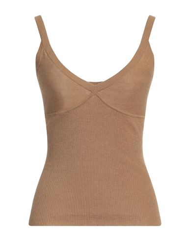 Max Mara Woman Top Khaki Size L Silk, Cashmere