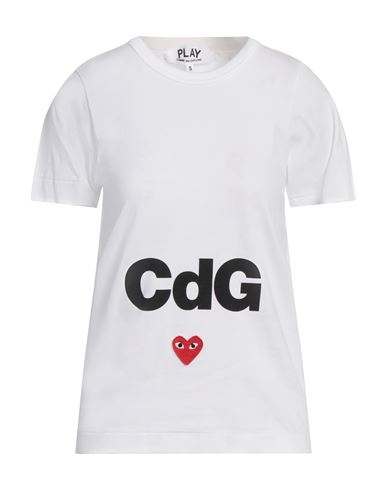 Shop Comme Des Garçons Play Woman T-shirt White Size L Cotton