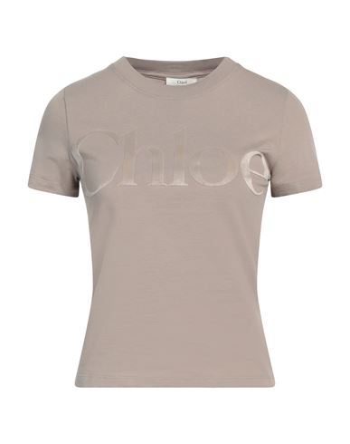 Shop Chloé Woman T-shirt Taupe Size M Cotton, Polyester, Elastane In Grey