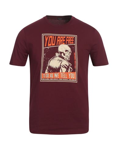 Three Stroke Man T-shirt Burgundy Size Xxl Cotton