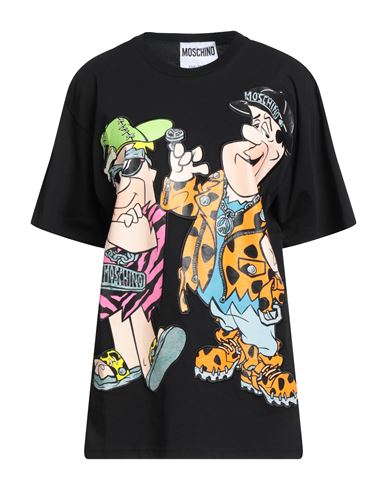 Moschino Woman T-shirt Black Size L Organic Cotton In Multi