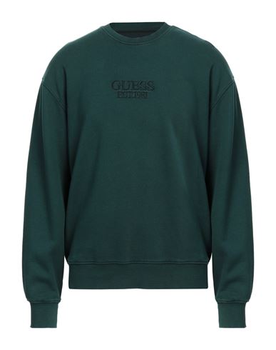 Guess Man Sweatshirt Dark Green Size S Cotton