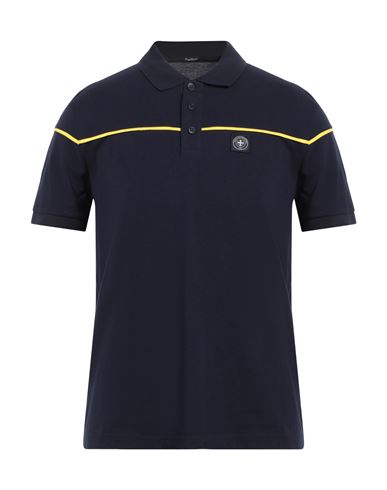 Three Stroke Man Polo Shirt Midnight Blue Size S Cotton