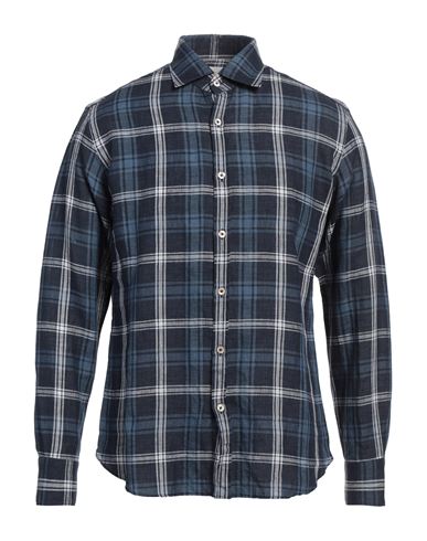 Giannetto Portofino Man Shirt Navy Size 17 Linen In Blue