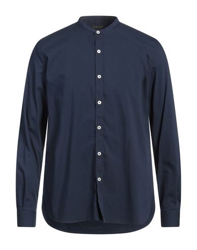 MESSAGERIE MESSAGERIE PATRIZIO PISCAGLIA MAN SHIRT NAVY SIZE 17 COTTON, POLYAMIDE, ELASTANE 