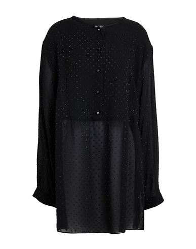 EMPORIO ARMANI EMPORIO ARMANI WOMAN SHIRT BLACK SIZE 12 VISCOSE, POLYESTER 