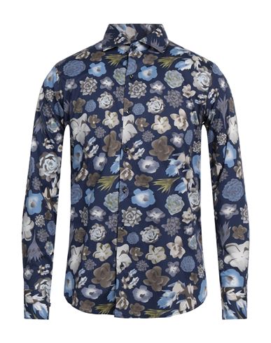 Petro' Sartoria Italiana Man Shirt Navy Size S Cotton, Elastane