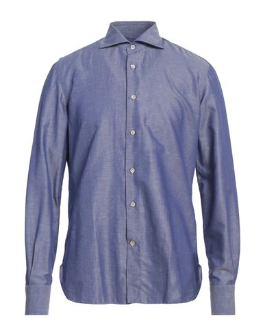 Errico Formicola Napoli Man Shirt Slate Blue Size 15 ¾ Cotton, Linen
