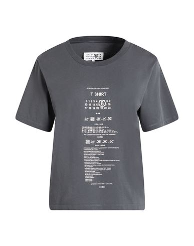 Mm6 Maison Margiela Woman T-shirt Lead Size L Cotton In Gray