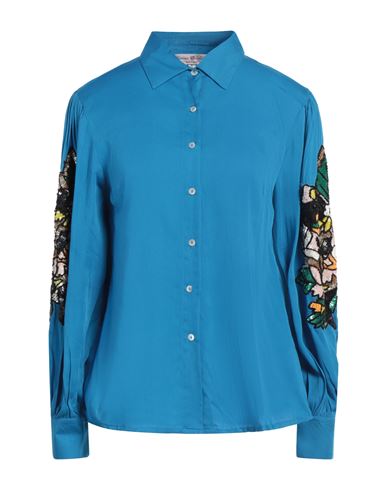 Connor & Blake Woman Shirt Azure Size L Viscose In Blue