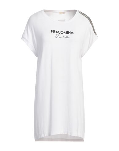 Fracomina Jeans Woman T-shirt White Size Xl Viscose, Elastane In White