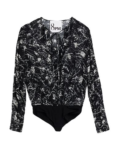 8PM 8PM WOMAN BODYSUIT BLACK SIZE S VISCOSE, MODAL, WOOL, ELASTANE 
