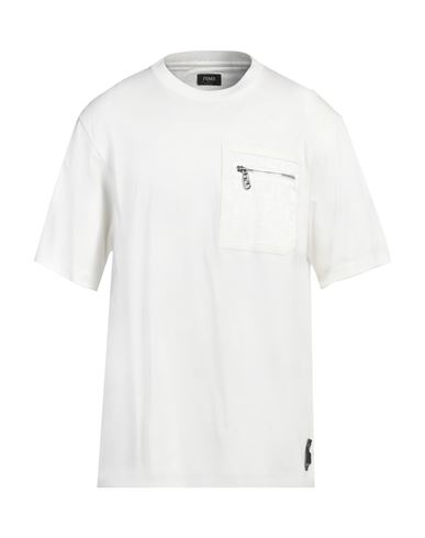 Fendi Man T-shirt White Size L Cotton, Polyester