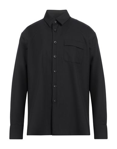 Lardini Man Shirt Black Size Xl Polyester, Wool