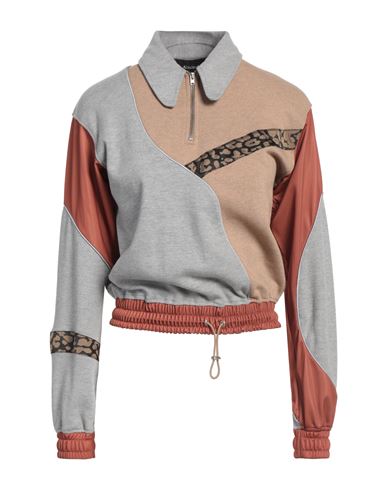 Ahluwalia X Ganni Woman Sweatshirt Grey Size 12 Cotton, Recycled Cotton, Polyester, Recycled Polyest In Grey