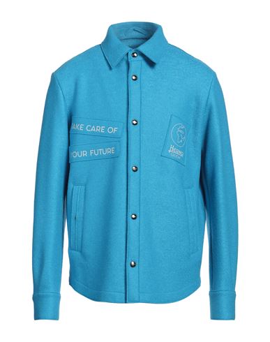 Herno Globe Man Shirt Azure Size 44 Virgin Wool