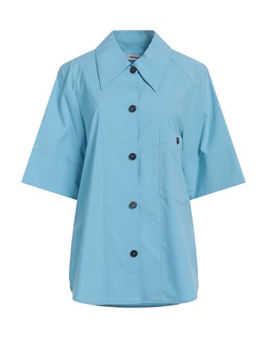 Low Classic Woman Shirt Azure Size M Polyester, Viscose, Polyurethane In Blue