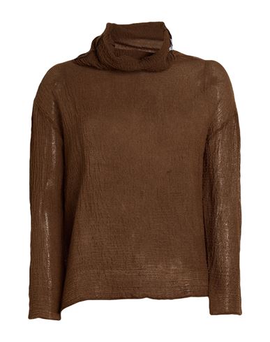 Shirt C-zero Woman Turtleneck Brown Size M Wool In Brown