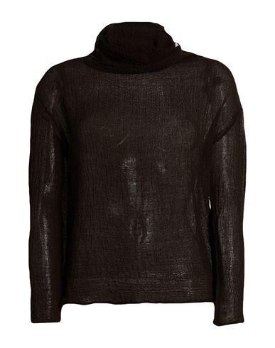 Shirt C-zero Woman Turtleneck Dark Brown Size M Wool In Brown