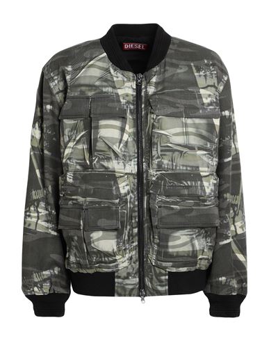 Diesel Man Jacket Military Green Size 46 Polyester, Cotton