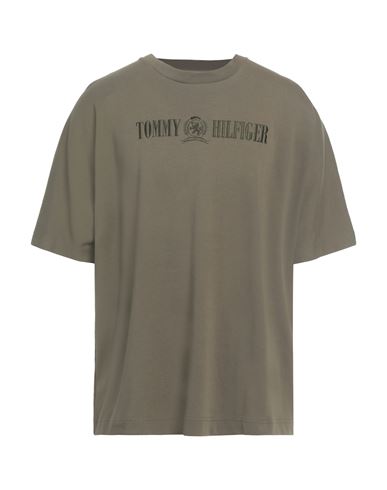 Tommy Hilfiger Man T-shirt Military Green Size L Cotton