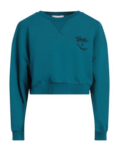 GAELLE PARIS GAËLLE PARIS WOMAN SWEATSHIRT DEEP TEAL SIZE 3 COTTON 