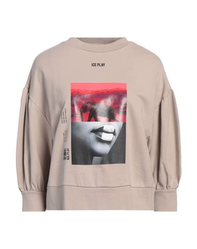 Ice Play Woman Sweatshirt Taupe Size S Cotton In Grey