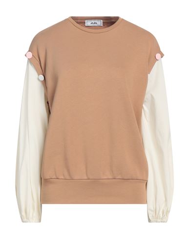 Jijil Woman Sweatshirt Camel Size 4 Cotton, Polyester, Polyamide, Elastane