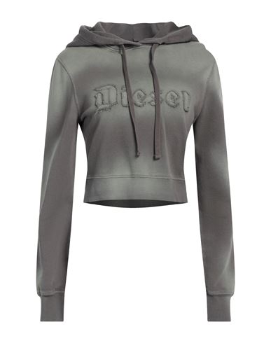 DIESEL DIESEL WOMAN SWEATSHIRT MILITARY GREEN SIZE L COTTON, ELASTANE 
