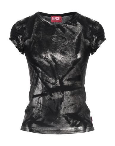 Diesel Woman T-shirt Black Size L Modal, Elastane