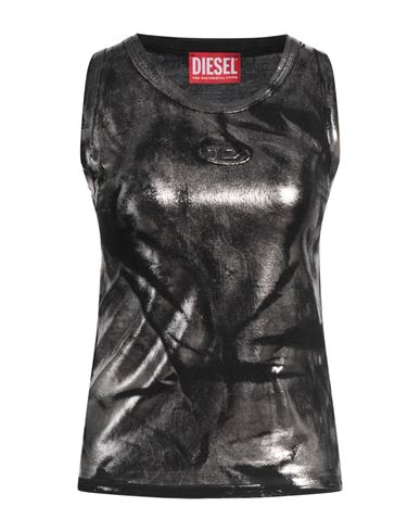 Diesel Woman Tank Top Black Size M Modal, Elastane
