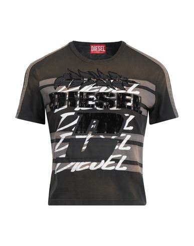 Shop Diesel Woman T-shirt Charcoal Size L Cotton
