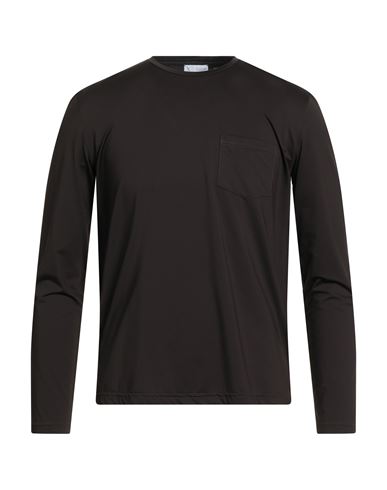 Xacus Man T-shirt Dark Brown Size 38 Polyamide, Elastane In Black