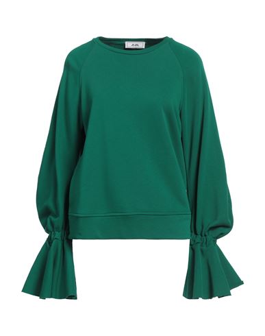 Jijil Woman Sweatshirt Green Size 8 Cotton, Polyester