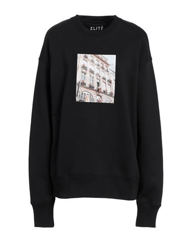 Elite Elitè Woman Sweatshirt Black Size Xl Organic Cotton, Polyester