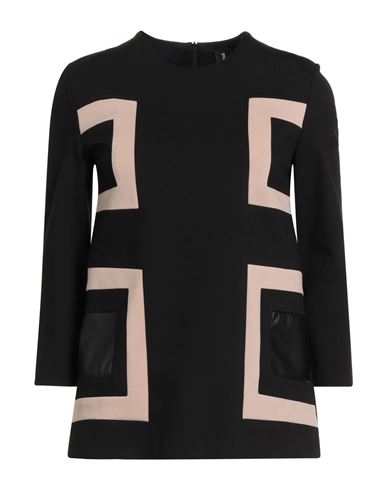 1-one Woman Top Black Size 2 Viscose, Nylon, Elastane, Polyester, Polyurethane In Black
