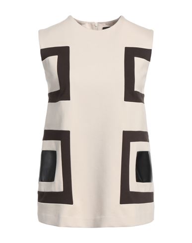 1-one Woman Top Beige Size 4 Viscose, Nylon, Elastane, Polyester, Polyurethane In Neutral